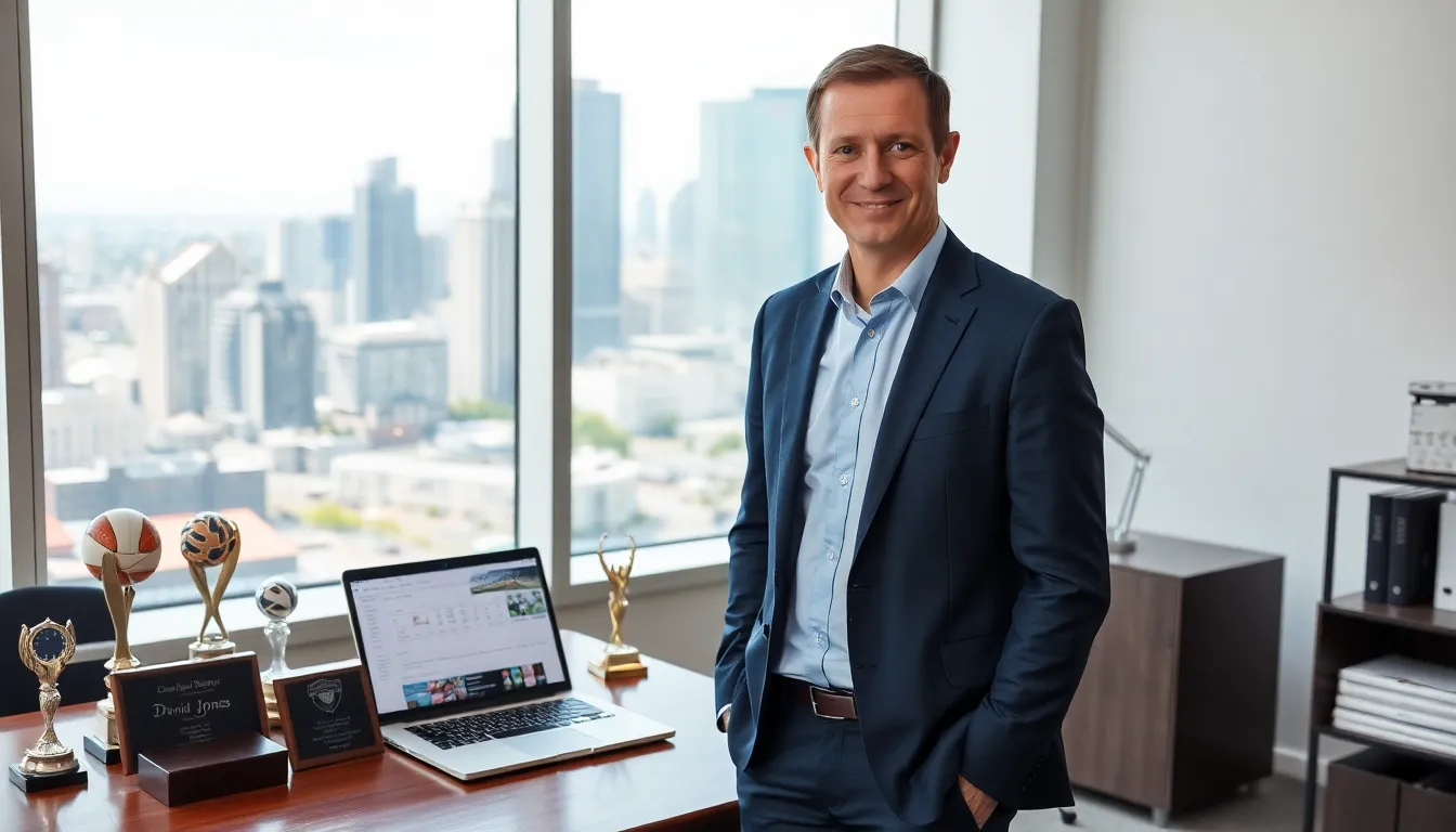David Jones in a modern office, representing sports journalism.
